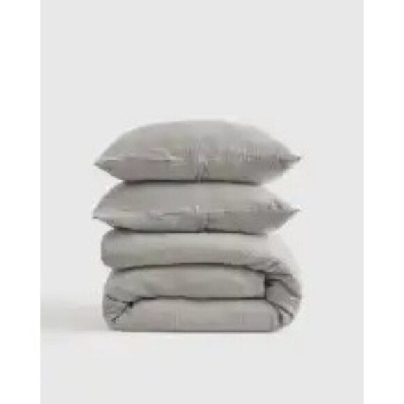 Quince 100% Organic Cotton Airy Gauze Duvet Cover 3PC Set Fog Grey King/Cal-NEW- - Picture 5 of 7
